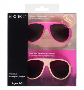 Ochelari de soare pentru copii MOKKI Click & Change, protectie UV, roz, 2-5 ani, set 2 perechi