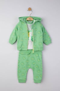 Set 3 piese: pantaloni, tricou si hanorac pentru bebelusi, Tongs baby (Marime: 6-9 luni, Culoare: Corai)