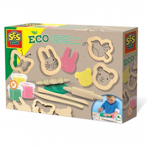 Set creativ - Plastilina eco cu unelte de lemn - Img 1