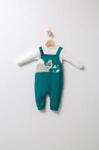 Set cu salopeta si bluzita pentru bebelusi Mountain, Tongs baby (Culoare: Bleumarin, Marime: 9-12 luni)