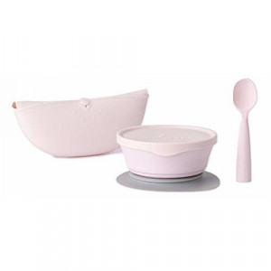 Set diversificare hrana bebelusi Miniware First Bites Deluxe, 100% din materiale naturale biodegradabile, 4 piese, Cotton candy