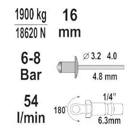 Dispozitiv pneumatic pentru nituire pop-nituri 3,2 / 4,0 / 4,8 mm MXK5464 – dispozitiv pneumatic de nituire, Maxrom