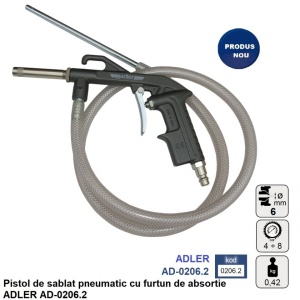 Pistol de sablat pneumatic cu furtun de absortie ADLER AD-0206.2 – echipament profesional