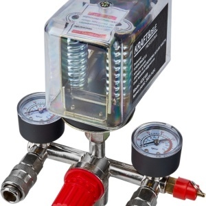 Presostat trifazat pentru compresor KraftDele KD2169 cu triplă conexiune, 2 manometre și 2 cuple rapide - Img 3