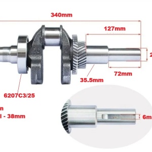 Arbore cotit Verke pentru motor termic 13 CP, model V60366, 25,4 x 36 x 35 mm, piesă de schimb pentru agregate, pompe și motocultoare