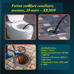 Furtun curățare canalizare, presiune, 20 metri – XR2059 - Img 8