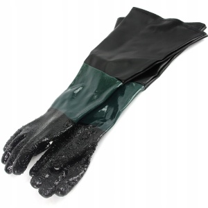 Mănuși lungi pentru sablare KraftDele 60 cm, din cauciuc gros și piele ecologică, aderență ridicată pentru protecție și control - Img 3