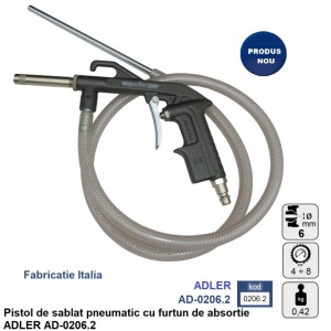 Pistol de sablat pneumatic cu furtun de absortie ADLER AD-0206.2 – echipament profesional