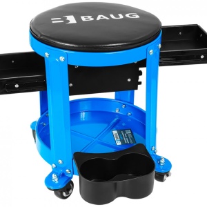 Scaun de atelier auto cu 2 sertare și 4 roți pivotante BAUG B4910, pentru service, reparații și lucru comod în garaj