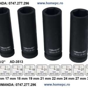 Cheie tubulara de IMPACT 1/2" ADLER AD-3513.30D 30mm varianta lunga - Img 5