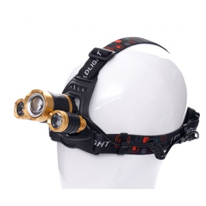 Lanterna frontala de cap T6 LED cu 2x Q5 zoom 1-2000x 18A KD1246 KraftDele - Img 3