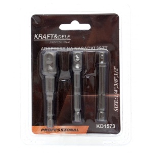 Set adaptoare autofiletanta 3 elemente 1/4"-3/8"-1/2 " KD1573 Kraftdele - Img 4