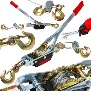 ⚙️ Troliu manual 4 tone cu cablu – winch profesional cu două trepte de viteză, 2,5 m – model XM80741 – echipament profesional