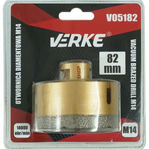 Carotă diamantată VERKE 82 mm M14 pentru piatră, gresie, plăci ceramice și beton, model V05182
