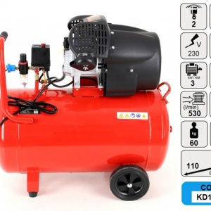 Compresor de aer industrial 100litri, 2 cilindri, 3kW, 220V KD1483