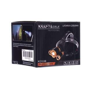 Lanterna frontala de cap T6 LED cu 2x Q5 zoom 1-2000x 18A KD1246 KraftDele - Img 4
