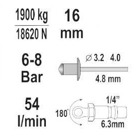 Dispozitiv pneumatic pentru nituire pop-nituri 3,2 / 4,0 / 4,8 mm KD5464 – dispozitiv pneumatic de nituire, Kraft&Dele