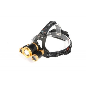 Lanterna frontala de cap T6 LED cu 2x Q5 zoom 1-2000x 18A KD1246 KraftDele - Img 1