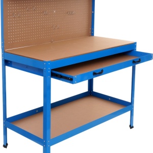 Masă de lucru pentru atelier XD640, 1200 x 600 mm, cu sertar, panou pentru scule și raft inferior 80 kg - Img 6