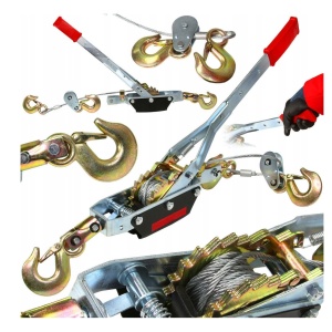 ⚙️ Troliu manual 4 tone cu cablu – winch profesional cu două trepte de viteză, 2,5 m – model XM80741 – echipament profesional