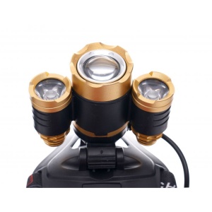 Lanterna frontala de cap T6 LED cu 2x Q5 zoom 1-2000x 18A KD1246 KraftDele - Img 5
