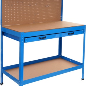 Masă de lucru pentru atelier XD640, 1200 x 600 mm, cu sertar, panou pentru scule și raft inferior 80 kg - Img 3