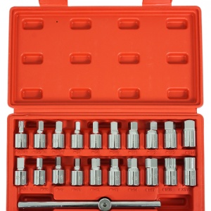 Set 21 chei speciale pentru busoane de ulei Verke V86215, cu mâner glisant 3/8 inch, pentru service auto și întreținere profesională