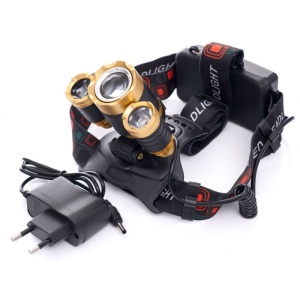Lanterna frontala de cap T6 LED cu 2x Q5 zoom 1-2000x 18A KD1246 KraftDele - Img 6