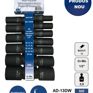 Set de chei tubulare IMPACT 1/2", 13 piese ADLER AD-13DW varianta lunga - Img 2