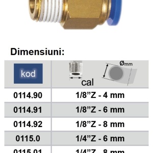 Cupla rapida cu diametru Ø4 si filet exterior 1/8" Push-in ADLER MA0114.90 – echipament profesional