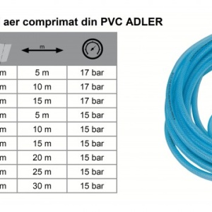 Furtun drept cu conectori aer comprimat din PVC 15x10mm 15m ADLER AD0142.52