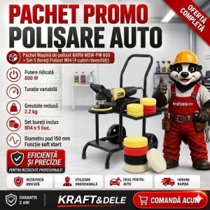 Pachet profesional pentru polisat și lustruit auto – Mașină MSW-PM 800 + 5 bureți 150mm M14 - Img 10