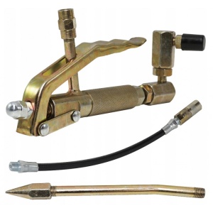 Pistol pentru gresor de picior VERKE V86191 cu 2 furtunuri, mâner antiderapant și vârf metalic