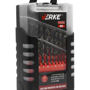 Set profesional 25 burghie pentru metal HSS 1-13 mm Verke V05072, gamă completă pentru găurire precisă
