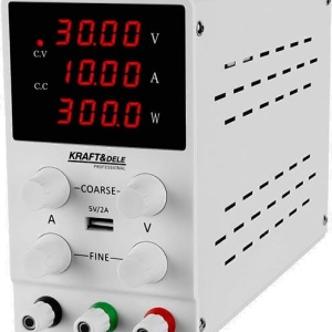 Sursă de laborator reglabilă KraftDele KD5870 – 0-30V, 0-10A, Afișaj digital de precizie, Protecție scurtcircuit, Eficiență >85%