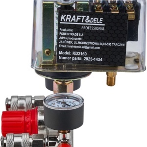 Presostat trifazat pentru compresor KraftDele KD2169 cu triplă conexiune, 2 manometre și 2 cuple rapide - Img 9