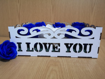 Caixa Retangular I love You Com Rosas - Img 1