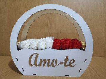 Caixa Amo-te Arqueada Com Rosas - Img 1