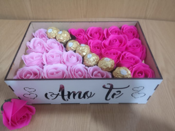 Caixa Retangular Amo-te Com Rosas - Img 2