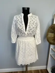 Rochie albǎ din pânzǎ de bumbac - 34 - - Img 5