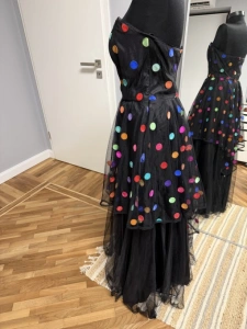 Rochie maxi vintage Lina C. cu buline din catifea – mărimea 38 - Img 6