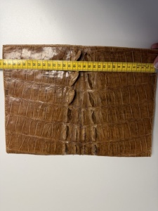 Clutch vintage din piele de crocodil, maro coniac - Img 6