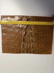 Clutch vintage din piele de crocodil, maro coniac - Img 6