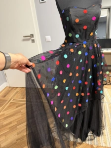 Rochie maxi vintage Lina C. cu buline din catifea – mărimea 38 - Img 3