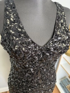 Rochie neagră din paiete – material stretch - Img 3