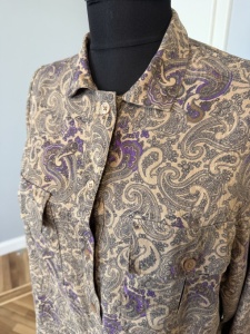 Cămașă vintage din mătase naturală – imprimeu paisley - Img 2