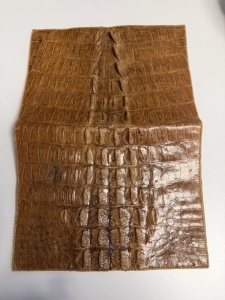 Clutch vintage din piele de crocodil, maro coniac - Img 3