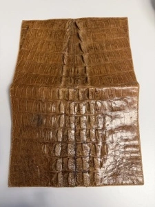 Clutch vintage din piele de crocodil, maro coniac - Img 3