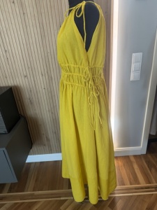 Rochie Zara din in, galben muștar - Img 4