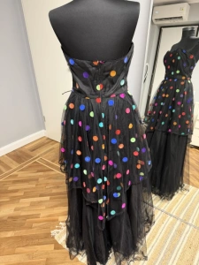 Rochie maxi vintage Lina C. cu buline din catifea – mărimea 38 - Img 4
